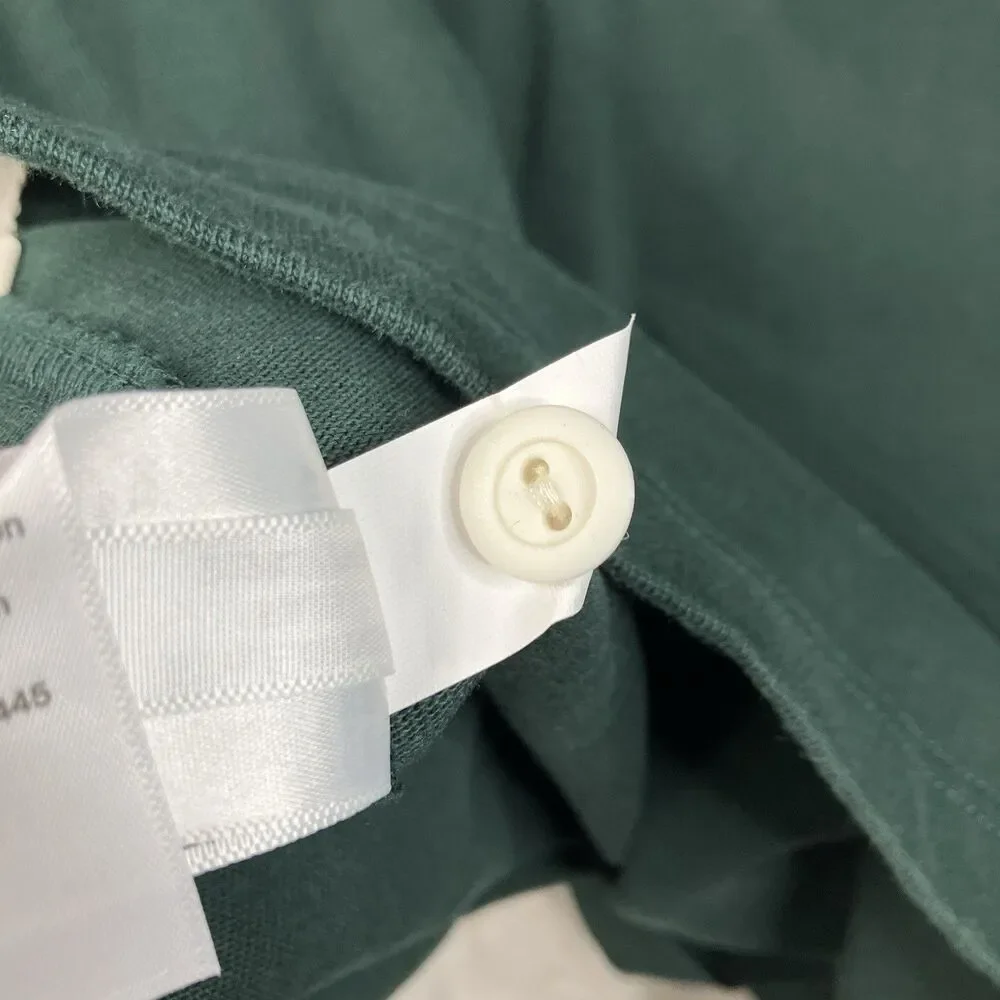 J CREW Rugby Polo Shirt Mens L Striped placket Green Preppy Blokecore